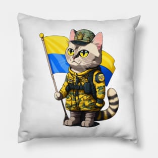 Cat Ukrainian Soldier Pillow