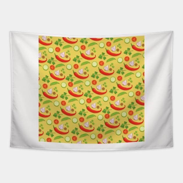 Kitchen Pattern Neck Gaiter Hot Pepper Gator Cooking Tapestry by DANPUBLIC