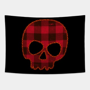 Buffalo Plaid Skull Tapestry