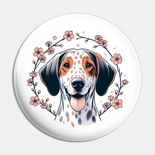 American Leopard Hound Captures Spring's Cherry Blossoms Beauty Pin