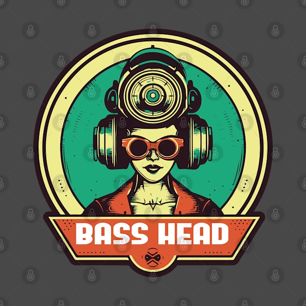 Bass Head Cyberpunk Retro Vintage Logo by Dazed Pig