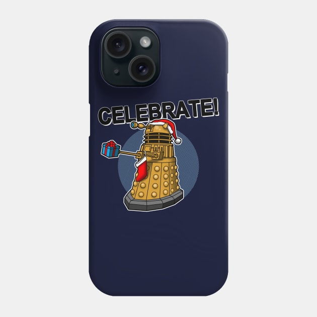 Celebrate Christmas Funny Retro Sci-fi  Alien Giving Gift Meme Phone Case by BoggsNicolas