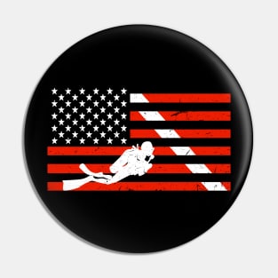 Distressed Diver Down Dive Flag Scuba Diving American Flag Pin