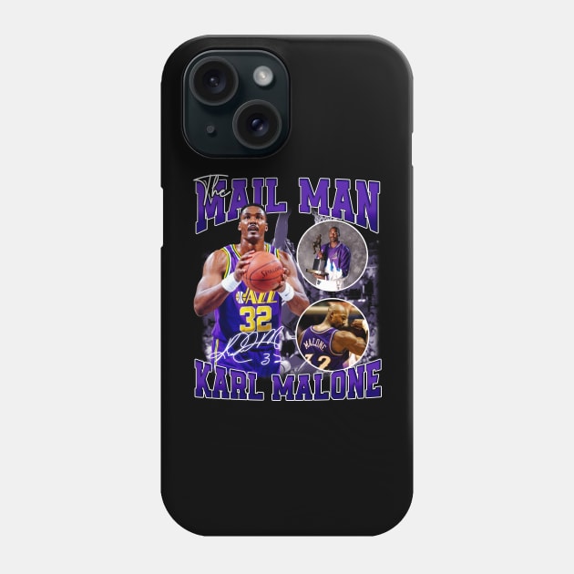 Karl Malone The Mail Man Basketball Legend Signature Vintage Retro 80s 90s Bootleg Rap Style Phone Case by CarDE