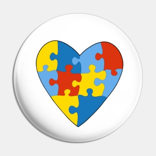 Asperger's Syndrome Heart Colorful Puzzle Pin