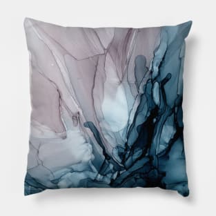 Blue Seas Mauve Sand Abstract Flow Painting 3 Pillow