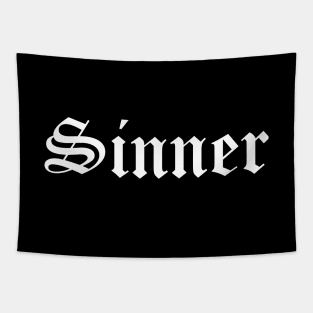 Sinner - Goth Old School English Basic Simple Black Gothic Print Tapestry