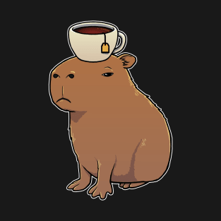 Capybara with Black Tea on its head T-Shirt
