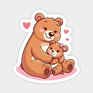 Cute Mama & Baby Bear Magnet