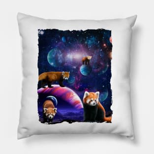 Red Pandas Wild Animal Universe Galaxy Stars lesser panda Pillow