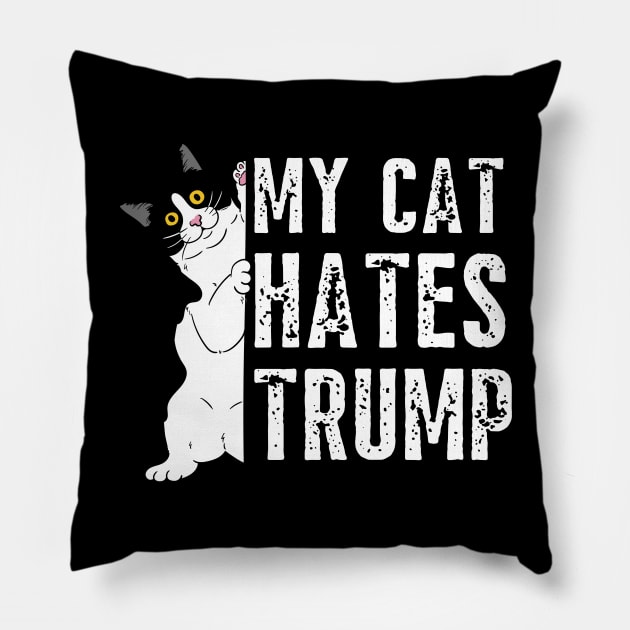 Cats Against Trump Pillow by Inktopolis