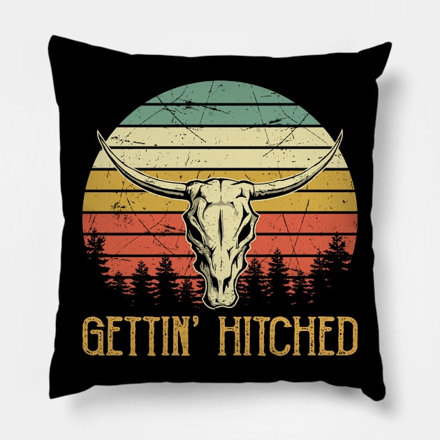 Gettin Hitched Gettin Rowdy Western Pillow by AnnetteNortonDesign