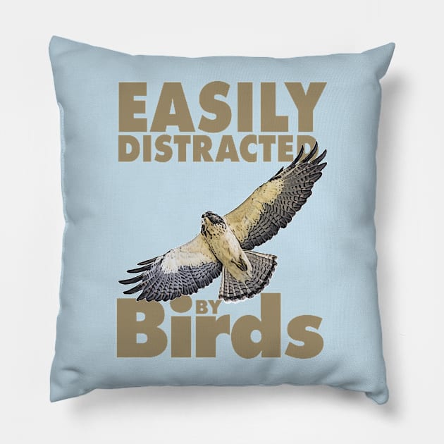 Easily distracted by birds - Hawk Pillow by Ripples of Time