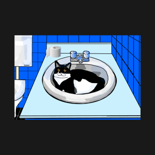 Cute Tuxedo Cat in the bathroom basin  Copyright TeAnne T-Shirt