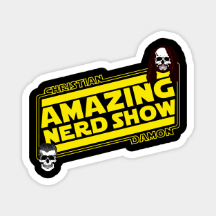 Yellow Amazing Nerd Show Skull Logo Magnet