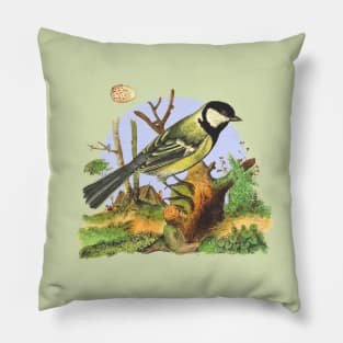 Great Tit  Wildlife Illustration Pillow