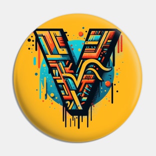 Letter V design graffity style Pin