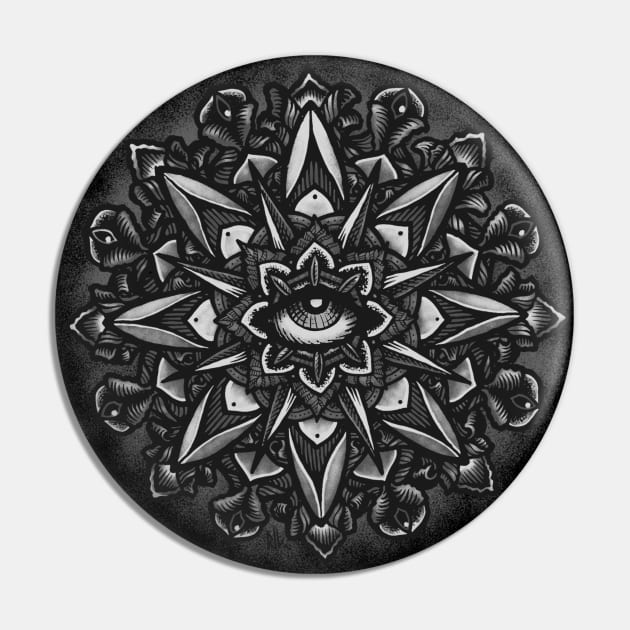 Dharma Wheel Mandala Eye Pin by Roberto Jaras Lira