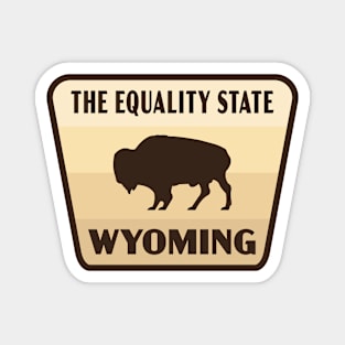 The Equality State Wyoming Retro Buffalo Badge (Tan) Magnet