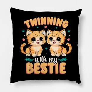 Friendship Twins Day Twinning With My Bestie Cat Pillow