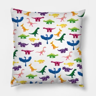 Tiny Colorful Gouache Dinosaurs Pattern Pillow