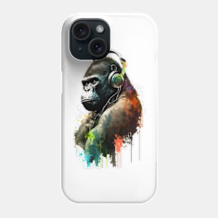 Gorilla Painting Wearing Headphones Phone Case