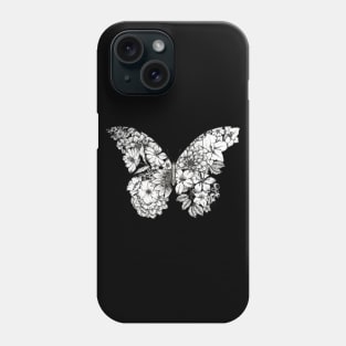 Floral Butterfly Black Background Phone Case