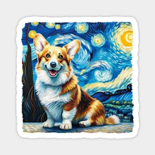 Starry Cardigan Welsh Corgi Dog Portrait - Pet Portrait Magnet