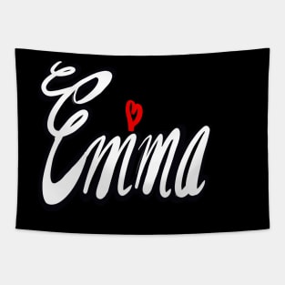 Emma popular girls first name in white. Personalized personalised customised name Emma. Tapestry