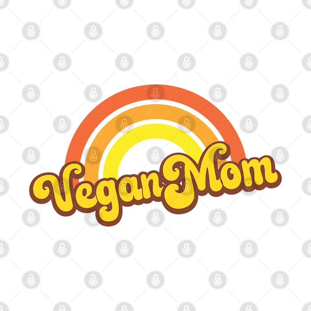 Vegan Mom Retro Rainbow Orange by Jitterfly