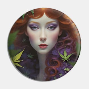 Celtic Redhead With Cannabis Leaves Pin