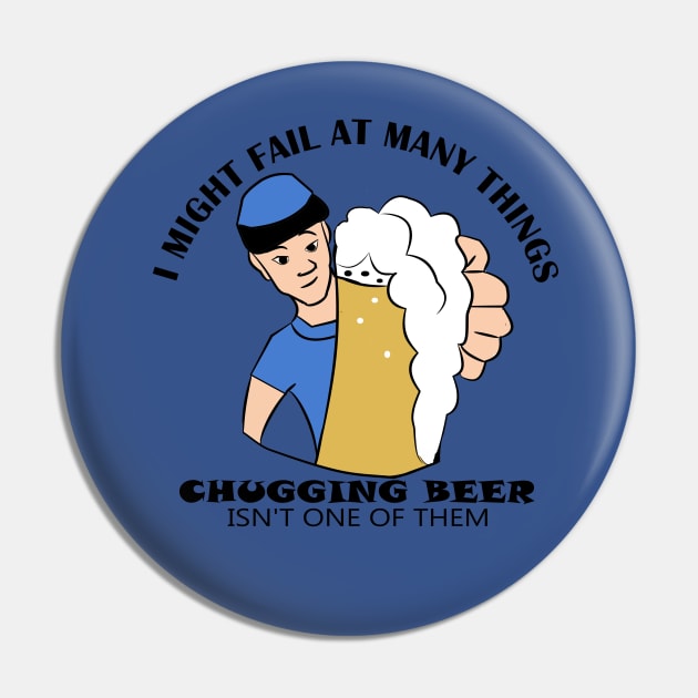 Funny Chugging Beer Drinking Party Pin by DesignFunk