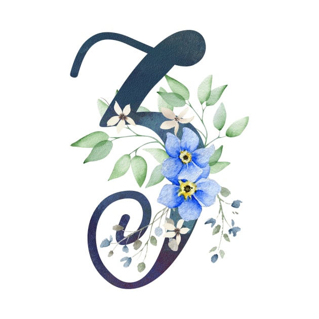 Floral Monogram Z Wild Blue Flowers by floralmonogram