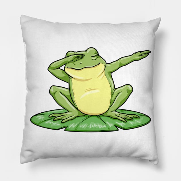 Funny frog at dabbing Pillow by Markus Schnabel