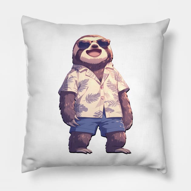 Summer Holiday Sloth Design - Perfect for Vacation and Relaxation Lovers Pillow by subzero@e.mail.de