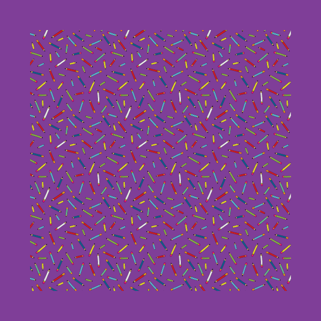 Pencil scatter - Fun pattern on purple by Cecca