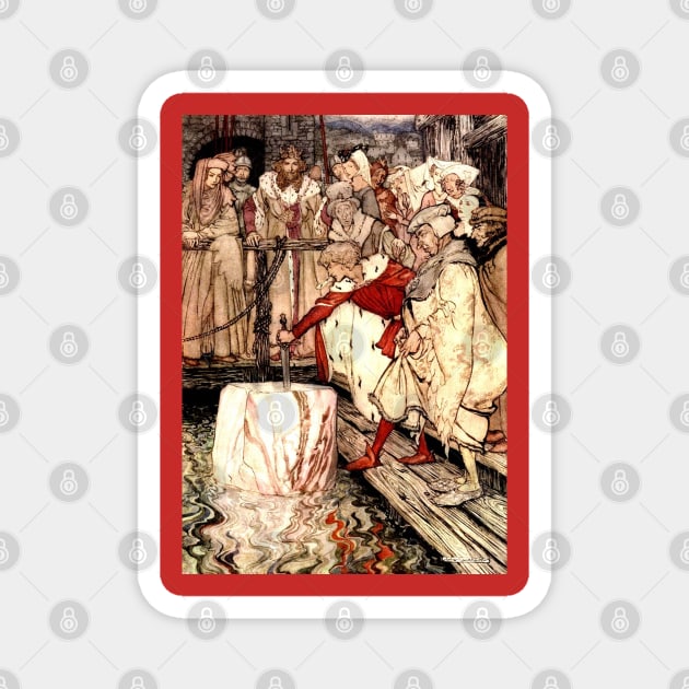 Galahad and the Sword in the Floating Stone - Arthur Rackham Magnet by forgottenbeauty