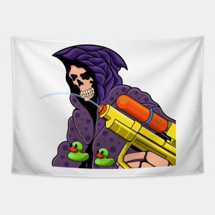 cute grim reaper with water game duck Tapestry