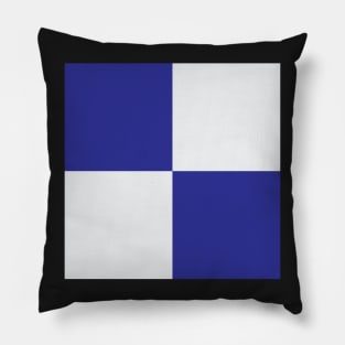 Evrton Blue and White Checkered Fan Flag Pillow