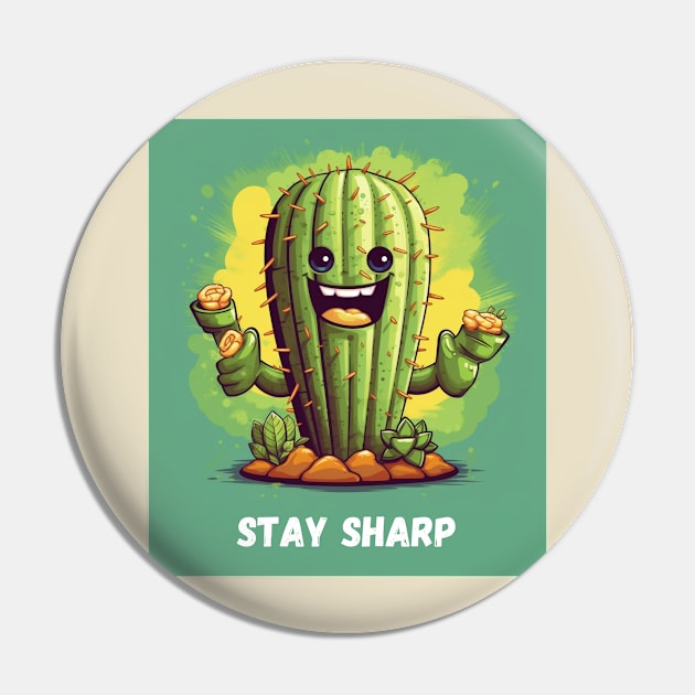 Stay Sharp - Cactus Art Pin by HEXKING