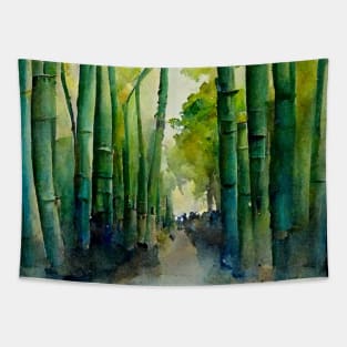 A forest of bamboo, watercolor Tapestry