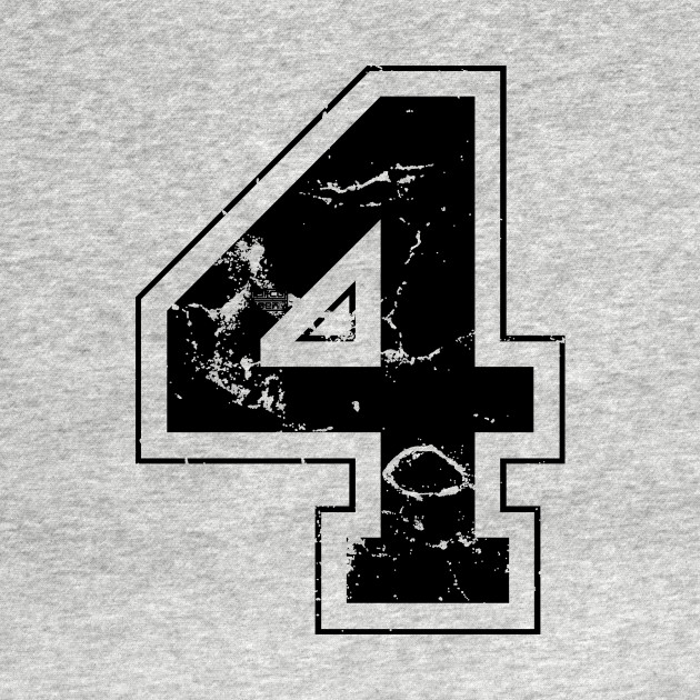 Number 4 Four Black Jersey Sports Athletic Player Jersey Letter