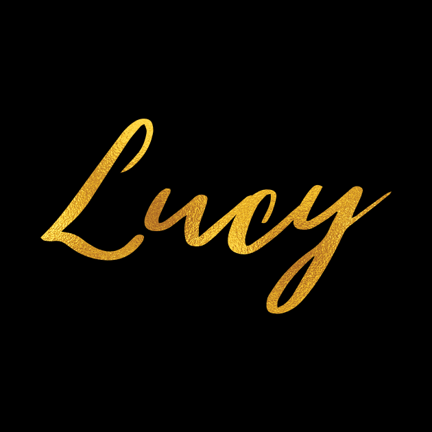 Lucy Name Hand Lettering in Faux Gold Letters by Pixel On Fire