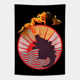 Hey, Godzilla Is Burning Your T-Shirt! - Funny Godzilla Tapestry