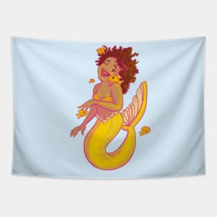 Golden fish mermaid Tapestry