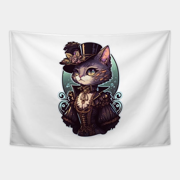 Cat Steampunk Victorian Era Tapestry by Shaani