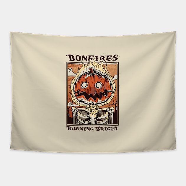 Bonfire Pumpkin Halloween Tapestry by Safdesignx