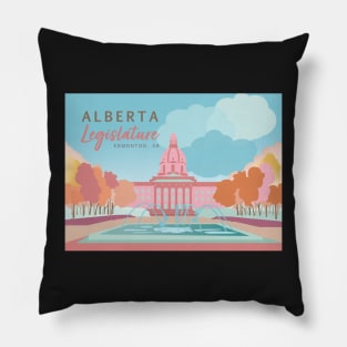 Alberta Legislature Edmonton, AB Canada Illustration Vintage Style Pillow