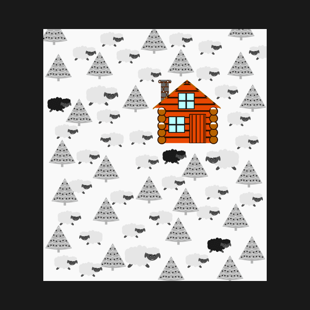 Winter cabin with sheep by cocodes