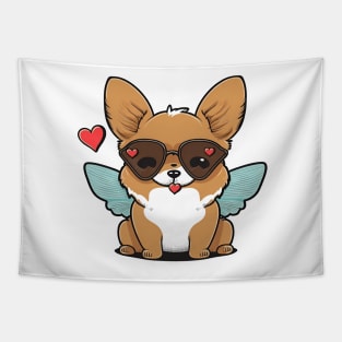 kawaii cute happy dog with butterfly wings Tapestry